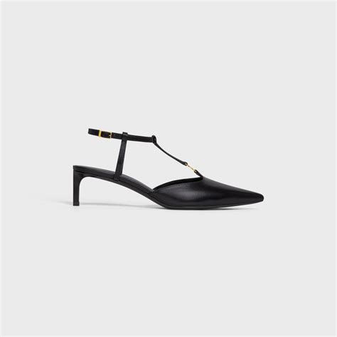 celine kitten t-bar strap pump in calfskin black|Celine Heels for Women .